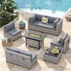 6-Seat Modern Outdoor Wicker Rattan Patio Furniture Set - Image 2