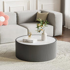 SSLine Round Drum Coffee Table Set of 2 Modern Sintered Stone Top Nesting - Image 5