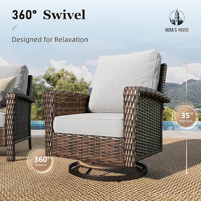 HERA'S HOUSE High Back Outdoor Swivel Chairs - Image 3