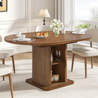 Extendable Round Dining Table for 4-6-8, 59 Inch Dining Room Kitchen Table - Image 4