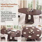 43''–59'' Extendable Dining Table, Round Kitchen Dining Room Dinner Table - Image 8