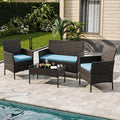 4-Piece Outdoor Furniture Set, PE Rattan Wicker Chairs by Unknown