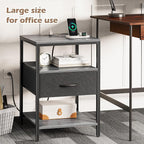 SUPERJARE Night Stand with Charger Station, 27.7 Inch Tall Nightstand with - Image 6