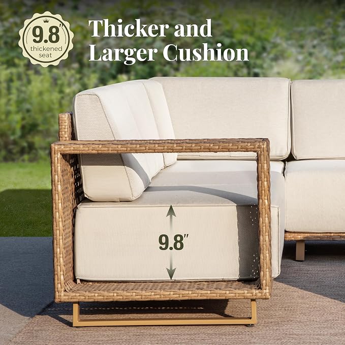 MIXPATIO Patio Sectional Furniture Set, 6 Piece Outdoor Wicker Sofa Couch Set - Image 2