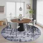 Round Area Rug for Living Room: 6 ft Washable Modern Abstract Soft Thin Rug - Image 3