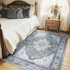 RELEANY Area Rugs 5'x7' Washable Non-Slip, Floral Vintage Distress Print - Image 2