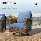 Patio Furniture Set with High Back Swivel Chairs, All-Weather Outdoor Wicker - Image 3