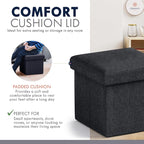 Ornavo Home Small Storage Ottoman Foldable Collapsible Cube Square Linen - Image 6
