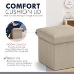 Ornavo Home Small Storage Ottoman Foldable Collapsible Cube Square Linen - Image 6