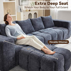 119" Boneless U-Shaped Sofa Couch - Image 4