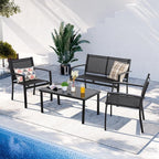 Shintenchi 4 Pieces Patio Furniture Set All Weather Textile Fabric Outdoor - Image 2