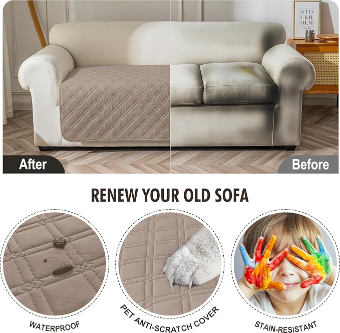 Genina Waterproof Couch Cover, Washable Anti-Slip 51 inch Loveseat Sofa Covers - Image 4