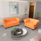 ORRD 2 Piece Living Room Set, Velvet Chesterfield Sofa Loveseat Couch Chair by ORRD