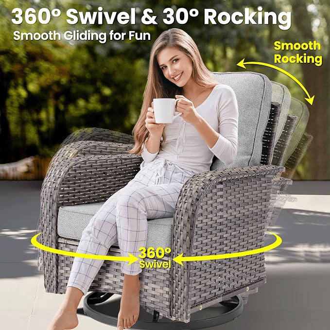 ovios 5 Pieces Patio Furniture Set, Outdoor Wicker Sofa Couch - Image 4