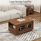 35" Wood Coffee Table for Living Room, Sides Storage - Image 5