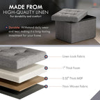Ornavo Home Small Storage Ottoman Foldable Collapsible Rectangle Linen Ottoman - Image 4
