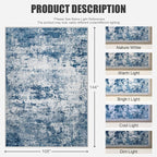 9x12 Area Rug Living Room Rug: Washable Modern Abstract Soft Thin Rug Indoor - Image 2