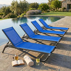 Patio Chaise Lounge Chairs Set of 4, All-Weather Aluminum Pool Loungers by PatioKingdom