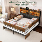 LARMACE Queen Bed Frame with 6 Storage Drawers, Bed Frame Queen Size with Linen - Image 3