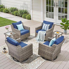 Patio Wicker Chairs Swivel Rocker-Outdoor Swivel Rocker Chair Set of 4 by AMCLOBA