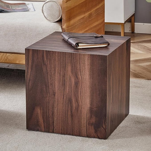 16'' Cube Coffee Table with Wood Grain Pattern, Square No Assembly End Table by KTRolster