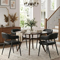 HNY Modern Dining Room Arm Chairs Set of 4, Retro Faux Leather Upholstered by HNY