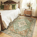 RELEANY Area Rugs 4'x5' Washable Non-Slip, Floral Vintage Distress Print by RELEANY