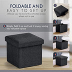 Ornavo Home Small Storage Ottoman Foldable Collapsible Cube Square Linen - Image 5