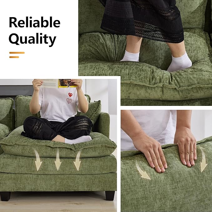 111'' Sectional Cloud Deep Seat Couch, Oversized Chenille U Shaped Sectional - Image 5