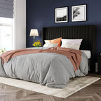 Allewie Full Size Velvet Bed Frame/Vertical Channel Tufted Wingback by Allewie