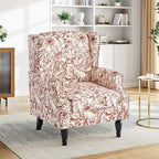 Pia Ricco Set of 2 Floral Accent Chairs, High Back Upholstered Armchairs - Image 5