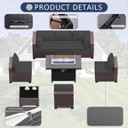 Outdoor Terrace Furniture Set, 8 Piece Outdoor Furniture Set, - Image 5