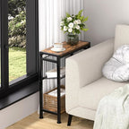 Small Side Table Set of 2 for Small Space, 3-Tier Narrow End Table - Image 5