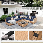 UPHA 7 Pieces Patio Furniture Sets, Wicker Outdoor Sectional Sofa Couch - Image 3