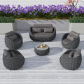 TWT Outdoor Patio Furniture Set-6 Pieces Aluminum Sectional Sofa, Metal Patio by TWT