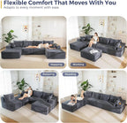 MAXYOYO 132" Giant U-Shaped Modular Sectional Couch, Modern Boneless Couch - Image 3