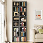 IRONCK Tall Narrow Bookshelf 8 Tiers 71in Set of 2, Compact Corner Bookcase - Image 2