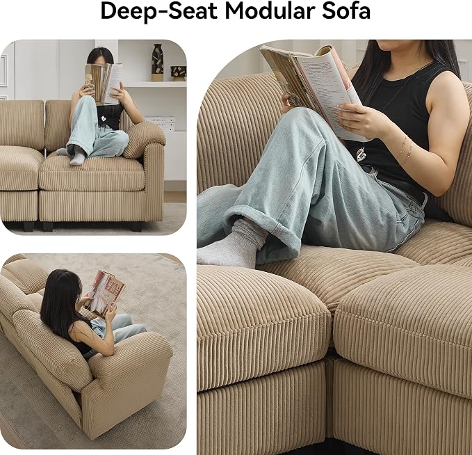 87.5'' L Shaped Modular Sectional Sofa, 3 Seater Cloud Couch - Image 6