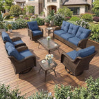 Patio Furniture Set, High Back Rattan Sofa & Swivel Rocker Chairs, Weather by SAILARYPatioFurniture