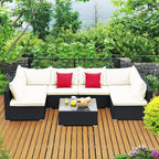 Tangkula 7-Piece Patio Furniture Set, Outdoor Sectional Sofa w/Pillows & by TANGKULA