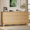 BORNOON 63" Long Dresser for Bedroom, 9-Drawer Fluted Dresser, Extra-Wide Wood by BORNOON