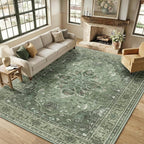 RELEANY Area Rugs 9'x12' Washable Non-Slip, Floral Vintage Distress Print - Image 3