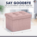 Ornavo Home Small Storage Ottoman, Foldable Collapsible Rectangle Linen Ottoman - Image 2