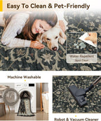 RELEANY Area Rugs Square 7ft Washable Non-Slip, Floral Vintage Distress Print - Image 3