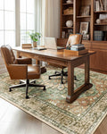 RELEANY Area Rugs 6'x8' Washable Non-Slip, Floral Vintage Distress Print by RELEANY