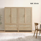 SICOTAS Armoire Wardrobe Closet, Larger Rattan Armoires Wardrobe Cabinet - Image 10