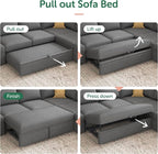 HONBAY Modular Sectional Sleeper Sofa Bed, Sectional Couch - Image 5