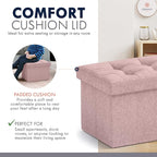 Ornavo Home Small Storage Ottoman, Foldable Collapsible Rectangle Linen Ottoman - Image 6