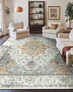 RELEANY Area Rugs 9'x12' Washable Non-Slip, Floral Vintage Distress Print - Image 7
