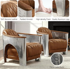 Art Leon Genuine Leather Accent Chair, Mid Century Industrial Armchair - Image 4